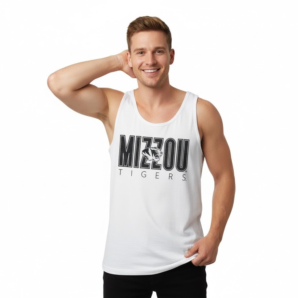 Venley Men Size Small Mizzou‎ Tigers Tank Top White Black Collegiate Fan New